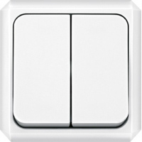 Merten Выключатель 2-клавишный для открытого монтажа 10А,250В, полярно-белый ― интернет магазин электротоваров Вип-Электро