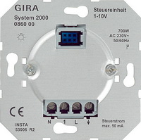 Gira механизм Светорегулятор нажимной для электронных ПРА (1-10 В) System 2000 выкл 700 Вт