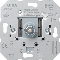 Gira Механизм Светорегулятор поворотный 525Вт  и электронных трансформаторов